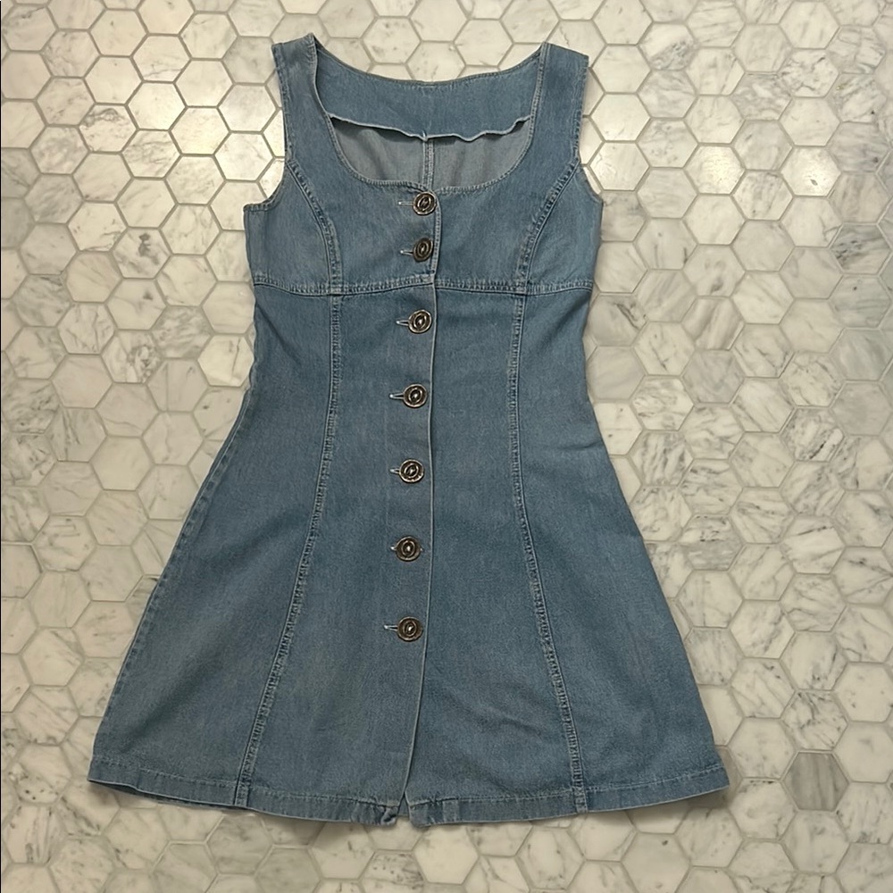 Denim Button-Front Dress